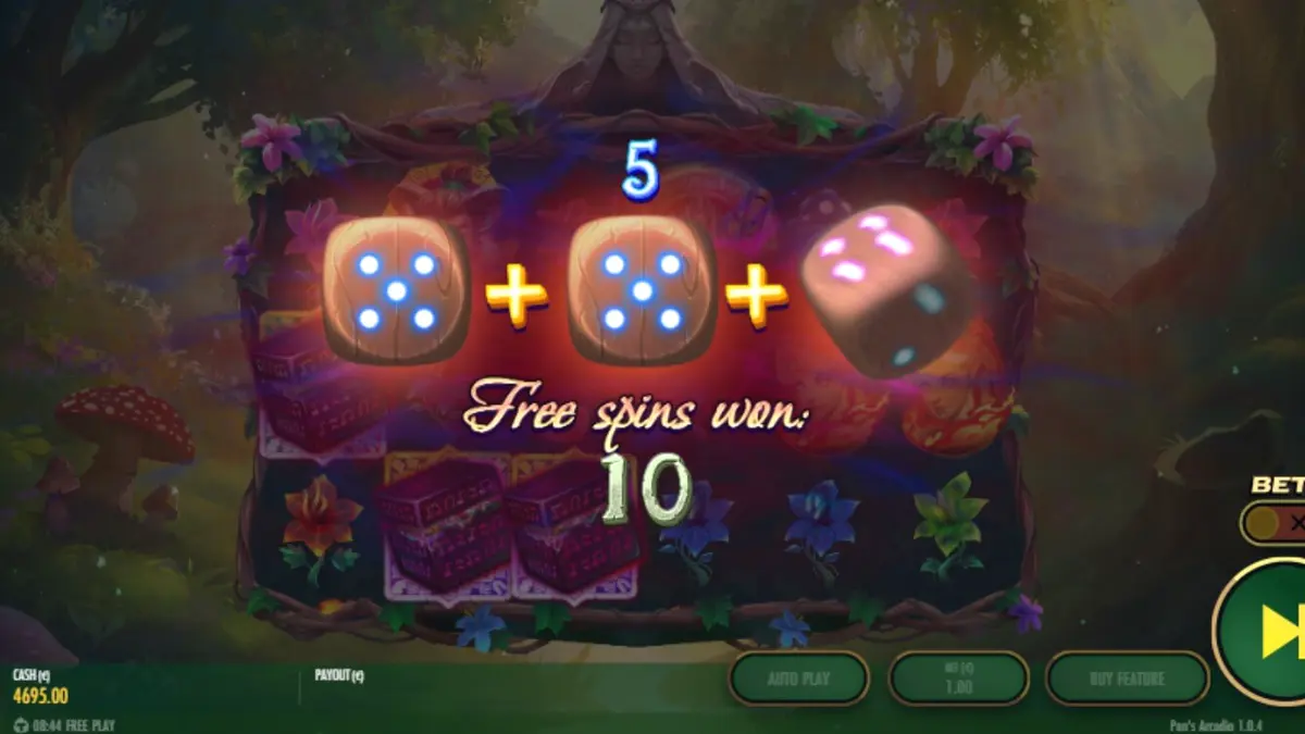 Pemandangan hutan mistis dalam slot Pan’s Arcadia